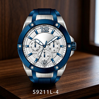 Montre à quartz multifonction pour homme, boîtier en acier inoxydable, bracelet en silicone souple, montre-bracelet de sport