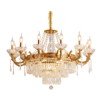 Jewellerytop, lámpara colgante de cobre completo europeo, lámpara de estilo victoriano, candelabros de cristal, techo de lujo para Iglesia