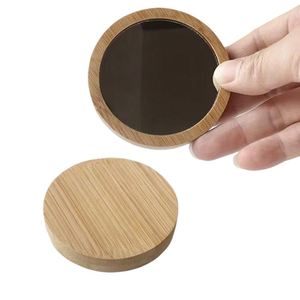 Custom Mirror Wooden Round Handheld <b>Mini</b> Minimalist Logo <b>Printing</b> Creative Mirror for Women - Product Image 1