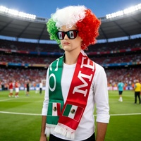 Perruque afro tissée drapeau américain USA-Canada sans permanente ni teinture, avec bandeau et accessoires pour le Jour de l'Indépendance du Mexique, toutes saisons