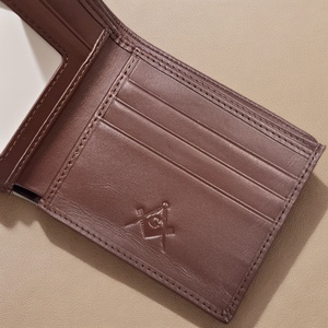 Okul Malzemeleri Seti RFID Hakiki Deri Erkek Lüks Yüksek Kaliteli Masonik Freemason Cüzdan Kalem Seti - Product Image 6