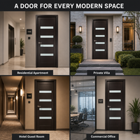 Porte d'entrée moderne anti-effraction avec insert en verre dépoli et finition bois pour maison, villa, appartement – Vente en gros directe usine