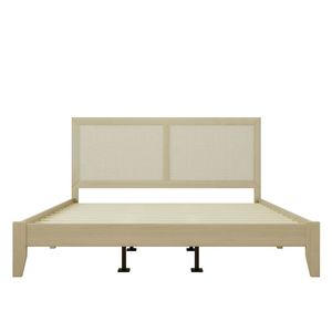 Mid Century King <b>Size</b> Solid Wood <b>Bed</b> Frame Natural Finish Modern Wooden Bedroom Furniture Durable Platform <b>Bed</b> for Home - Product Image 3