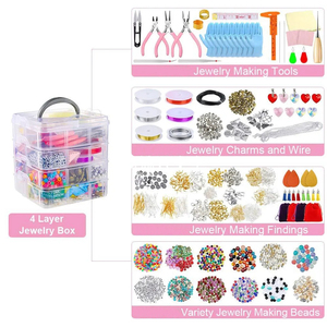 <span class=keywords><strong>Kit</strong></span> de fabrication de <span class=keywords><strong>bijoux</strong></span> avec outils, fournitures, perles, fils, breloques <span class=keywords><strong>pour</strong></span> adultes, adolescents, enfants, filles, colliers, bracelets, boucles d'oreilles, pendentifs - Product Image 2