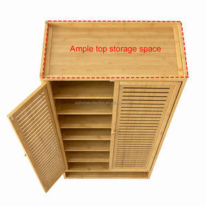 Space Wizard SYT Zapatero de bambú con puerta de lamas para puerta de <span class=keywords><strong>armario</strong></span>, mueble de almacenamiento superior para zona lateral, para esquina de almacenamiento de artículos diarios - Product Image 4