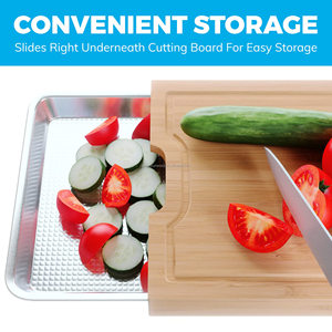 Dễ dàng để làm sạch tre gỗ thớt thiết lập với không dính kéo ra khay nướng khay dễ dàng lưu trữ nhỏ gọn thớt Bộ - Product Image 5