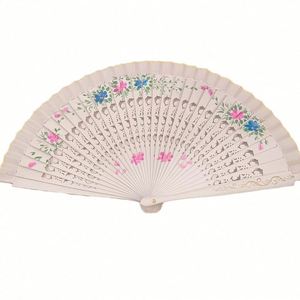 Wholesale Traditional Spanish Solid Color Bamboo Hand Fan Carved Angel Design Classic Cartoon Eco-Friendly Halloween Promotion - Product Image 1