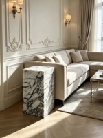 Table d'appoint en marbre Calacatta Viola de luxe, style moderne minimaliste, socle de présentation pour canapé, salon, bureau