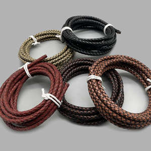 Cordon en cuir tressé authentique de style vintage et rétro, rond, de 3 mm, 4 mm, 5 mm, 6 mm, 8 mm, pour la fabrication de bijoux (vente en gros) - Product Image 4