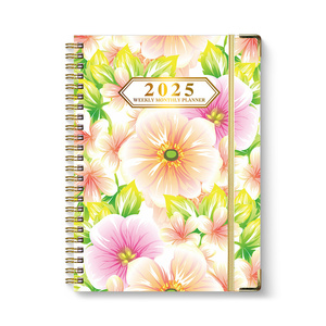 Journal hebdomadaire mensuel à couverture rigide avec impression personnalisée 2025 <span class=keywords><strong>Agenda</strong></span> avec protecteur d'angle <span class=keywords><strong>Agenda</strong></span> en spirale A5 avec pages à onglets - Product Image 1