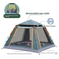 Carpa de Camping para Exteriores con Puertas y Ventanas Panorámicas, Sin Necesidad de Instalación, Resistente al Sol, Impermeable, de Tela Oxford, para Primavera/Verano/Otoño