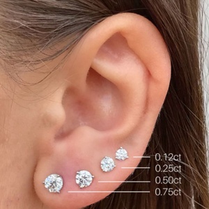Tianyu American Korea Designs Jewelry HPHT <b>Mens</b> Lab Grown Round Diamond 14K Solid White Gold <b>Stud</b> <b>Earrings</b> <b>for</b> Women - Product Image 1