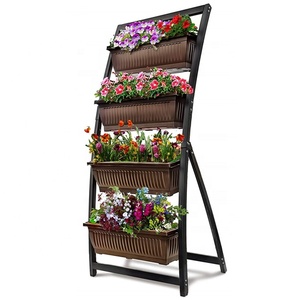 BSCI Manufactur4 Tiers Patio Balcón Vertical Jardín <span class=keywords><strong>elevado</strong></span> Cama elevada Maceta de amapola para verduras Flores Hierbas Planta Metal - Product Image 1