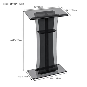 Podio Moderno in Acrilico Nero Trasparente per Chiesa, Scuola, Hotel e Supermercato, Piattaforma per Cerimonie Nuziali - Product Image 6