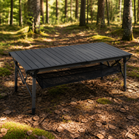 Table de camping pliable légère et portable pour l'extérieur - en alliage d'aluminium, hauteur réglable, résistante à l'eau, pour pique-nique et plage