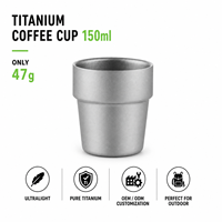 Cangkir Kopi Titanium Murni Berdinding Ganda Terisolasi, Mug Vakum Ringan untuk Perjalanan, Tumbler dengan Tutup untuk Kantor dan Berkemah