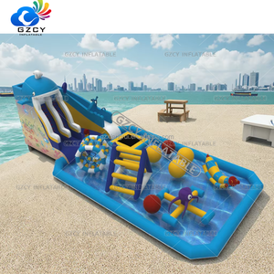 Kolam Renang Anak Portabel Luar Ruangan PVC, Desain Kustom Taman Air Tema Tiup dengan Perosotan - Product Image 5