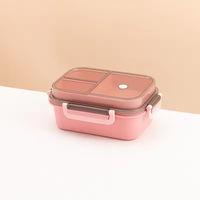Boîte à lunch en plastique personnalisée avec logo, 1250 ml, commande en gros, 3 compartiments, directement de l'usine, promotion cadeau, boîte à lunch