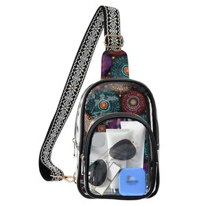 Neon Graffiti <b>Clear</b> Sling <b>Bag</b>, Sports Bike Print Crossbody Chest Pack, 18*26cm Polyester Adjustable Transparent Shoulder <b>Bag</b> - Product Image 1