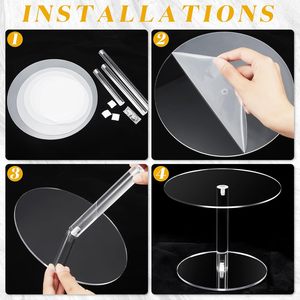Bộ đế bánh acrylic hiện đại trong suốt, đế bánh tròn, đế bánh ngọt, bánh cupcake, bánh ngọt cao, dành cho bàn tráng miệng - Product Image 5
