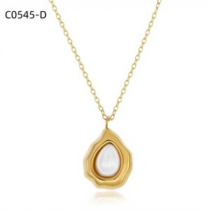 Collar con Colgante Amy Amy de Acero Inoxidable Plateado con Imitación de Perla en Forma de Gota de Agua, Estilo Clásico, Joyería para Mujer, Regalo - Product Image 2