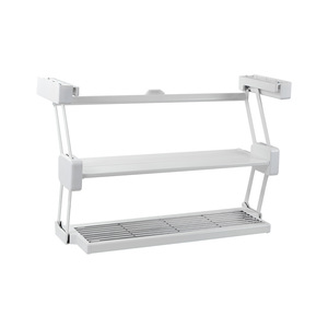 Aluminum Pull Down Folding <b>Kitchen</b> <b>Rack</b> With ABS Side Panels For Dish Storage Cabinet Organizer - Product Image 2
