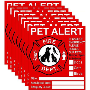 Autocollant d'alerte pour animaux de compagnie, autocollant imperméable pour la sécurité incendie, décalcomanie de sauvetage pour animaux de compagnie, pour notification d'urgence à domicile - Product Image 1