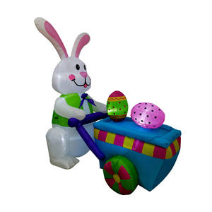Inflable de Conejo de Pascua de 4 Pies con Carrito, Resistente al Agua, con Luces LED Integradas, Decoración para Interiores y Exteriores - Product Image 1