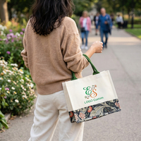Sac fourre-tout en toile épaisse avec empiècement floral, logo brodé personnalisé, réutilisable, cadeau de mariage, sac à main pour le shopping