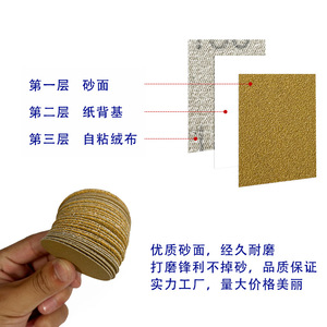 Discos de papel de lija flocados amarillos de 2 pulgadas con adhesivo, abrasivo de alúmina de alta calidad para lijado en seco y pulido, uso automotriz - Product Image 2