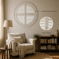 Volets roulants en tilleul pour fenêtre ronde, 89 mm, à lamelles réglables, pour fenêtre circulaire, décoration maison, hôtel, appartement