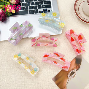 Yane Block Transparent Gedrukte Eenvoudige Veelzijdige Duurzame Hoogwaardige Pc Plastic Haarklem Haarklauwen Voor Meisjes - Product Image 1