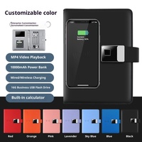 Carnet de notes en cuir à couverture rigide avec verrouillage par empreinte digitale, recharge sans fil, lecteur USB intégré, fonction de recharge portable et pages à feuillets mobiles – Idéal pour le bureau et comme cadeau d'affaires