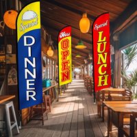 Drapeaux plume pour la promotion publicitaire extérieure des restaurants, pour le petit-déjeuner et le déjeuner, pour les entreprises