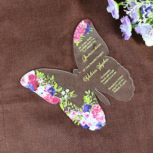 Carte de <span class=keywords><strong>mariage</strong></span> en acrylique transparent avec motif Floral, impression multicolore - Product Image 4