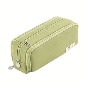X415 Beyond Big Capacity Pencil <b>Bag</b>,3 Compartments Zipper Canvas Storage Pouch Marker Pen Kids School Pencil Case for Girls Kids - Product Image 1