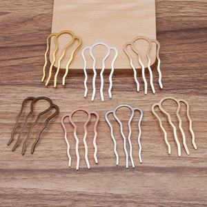 87 mm 7 colori 100% rame metallo impugnature forcina Updo Bun Plug Holder accessorio pettine 4 denti forcina forcina Clip Pin capelli bastoni - Product Image 2