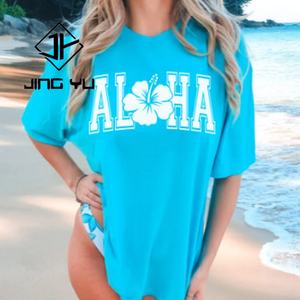 Camiseta de Algodón Orgánico Personalizada para Mujer con Estampado, Camiseta de Verano 100% Algodón, Holgada, Transpirable, con Cuello Redondo - Product Image 4