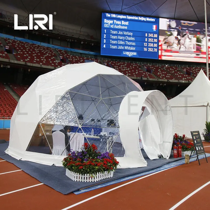 직경 14m 투명 PVC 커버 스틸 프레임 측지 돔 텐트