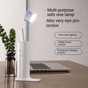 Lámpara de Mesa LED Plegable OEM con Banco de Energía y Soporte para Teléfono, Lámpara de Escritorio Recargable USB Portátil - Product Image 2