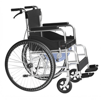 Fauteuil roulant pliant portable en acier carbone avec commode et table, coussin de siège Oxford, roues arrière solides de 24 pouces et frein à main - Grande Vente