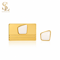 Boucles d'oreilles asymétriques en laiton écologique plaqué or 18 carats, aspect coquillage, incrustation géométrique, bijoux tendance pour femme, cadeau