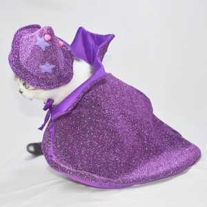 Magnifique costume d'Halloween pour animaux de compagnie, cape et chapeau violets scintillants pour chats, vêtements décoratifs pour animaux. - Product Image 3