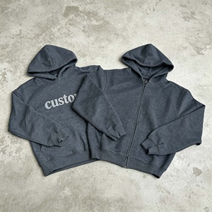 เสื้อฮู้ดซิปผู้ชายพิมพ์ลายตามสั่ง ผ้าฝ้าย 100% เฟรนช์เทอร์รี่ ทรงโอเวอร์ไซส์ สไตล์ลำลอง - Product Image 6