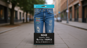 กางเกงยีนส์ขาตรงสำหรับผู้หญิง Gimenzao รุ่น N048 ทรงลำลองเอวกลาง ผ้าฝ้าย 100% ซักได้ - Product Image 2