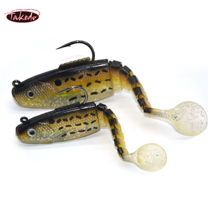 Takedo LBS102 Live SHAD เหยื่อ TPR แบบนิ่มเหยื่อตะกั่วเหยื่อตกปลาเบสพร้อมเบ็ด Mustad sinking Soft JIG Lure - Product Image 3