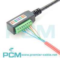 CAT5 CAT6 RJ45 soket wanita ke 8 posisi Terminal sekrup blok kabel Pigtail untuk PoE Data RS232 RS422 sinyal kontrol, colokan RJ45