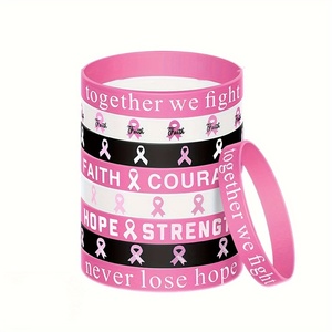 <span class=keywords><strong>Free</strong></span> Design Custom Pink Ribbon Armbänder Brustkrebs Awareness Silikon Armbänder - Product Image 1