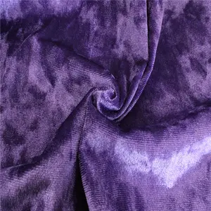 Manufacturer custom purple soft polyester elastic ice flower velvet four sided velvet fabric for clothing dress