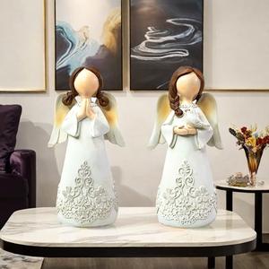 Ornement d'ange de prière en résine époxy, art populaire vintage nordique, sculpture personnalisée, ange ailé, décoration artistique pour la maison et la chambre à coucher - Product Image 4